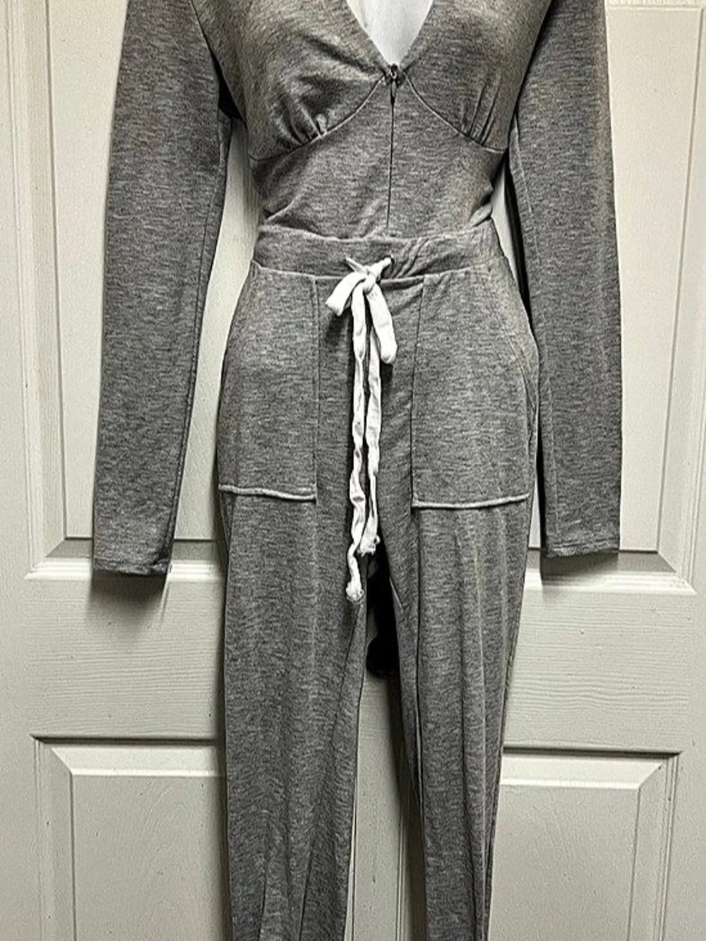 Fashion Nova Gray Hooded Jumpsuit Size Medium